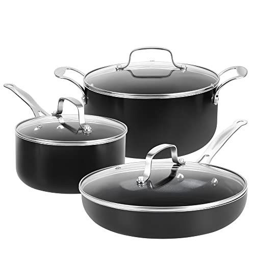 SHINEURI 6 Pieces Cookware Set Nonstick Ceramic Pots Pans B07SKNGZYN - Black New