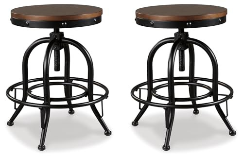 Ashley Pinnadel Industrial Height Swivel Barstool 2 Count B01F8ME8XY - Brown New