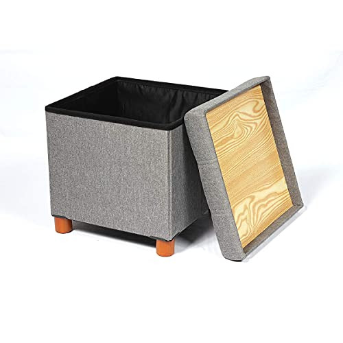 B092HXFTSK Generate PINPLUS Storage Ottoman Stool - Grey New