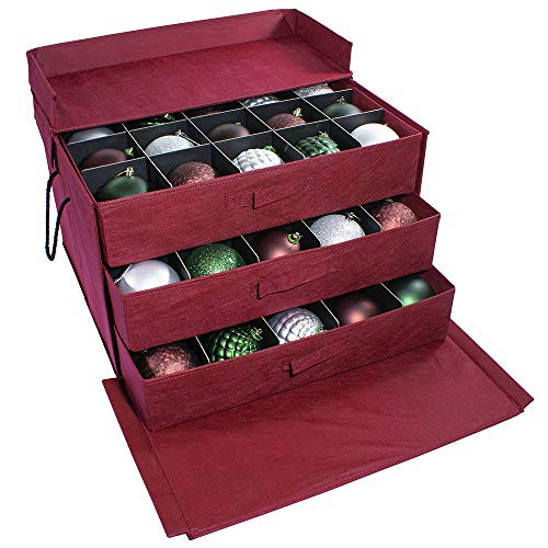 612 Vermont Christmas Ornament Storage Box with 3 Pull-Out Trays New