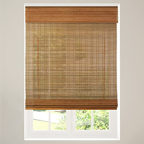 Calyx INTERIORS Cordless Bamboo Roman Shade Blind - Ceylon Light Russet New