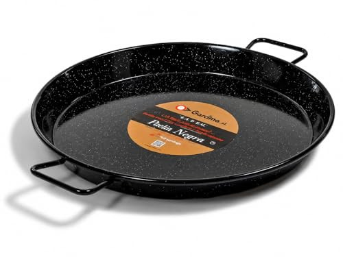 La Ideal Enamelled Paella Pan, Black, 38 cm New