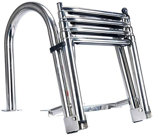 Amarine Made 4 Step Pontoon Boat Ladder Foldable Steel Marine - B01IT142AA New