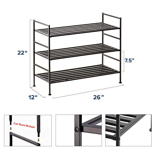 Titan Mall 3 tier Shoe Rack Metal Shoe Racks for Closets B07RKM71K5 - Black New