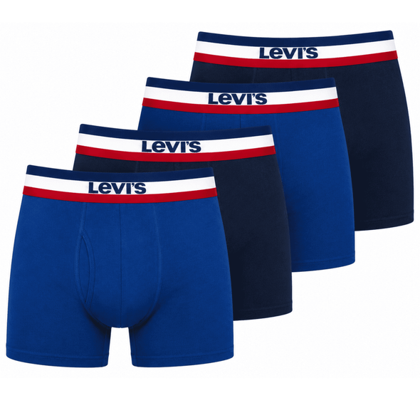 LEVI'S MENS BOXER BRIEFS BREATHABLE STRETCH UNDERWEAR 4 PACK, SIZE M - BLUE/NAVY
