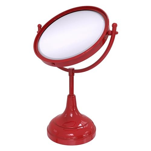Allied Brass DM-2/5X-FER 8 Inch Vanity Top Make-Up Mirror 5X Magnification, Red New