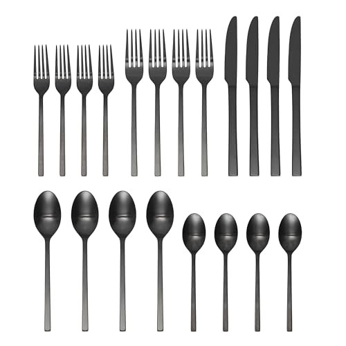 ONEIDA ALLAY 20-PIECE SILVERWARE SET FOR 4, FLATWARE B1017020AL21 - MIDNIGHT