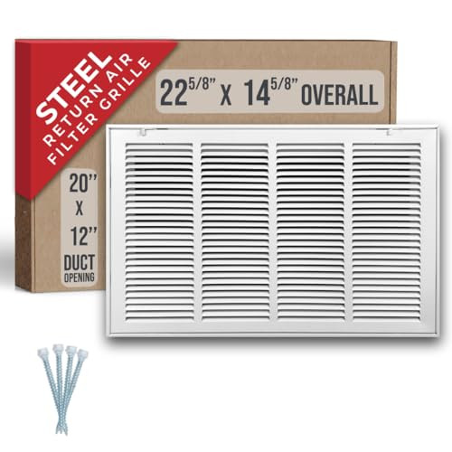 Steel Return Air Filter Grille by Handua, 20"x12", White Removable Door New