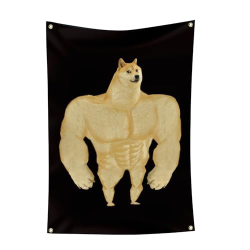 KNUVKON SWOLE DOGE MEME TAPESTRY 3X4 FT FUNNY TAPESTRY MULTI