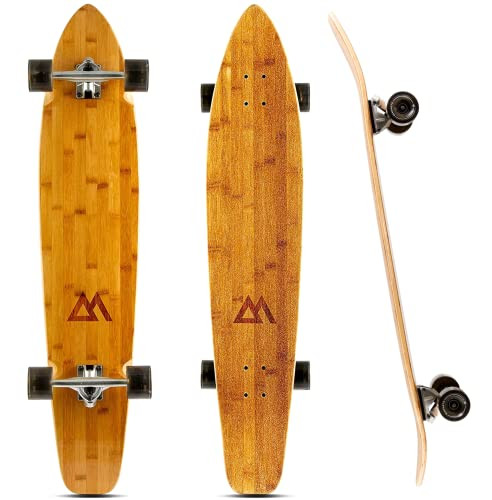 MAGNETO 44IN KICKTAIL CRUISER LONGBOARD SKATEBOARD BAMBOO MAPLE (BLACK)