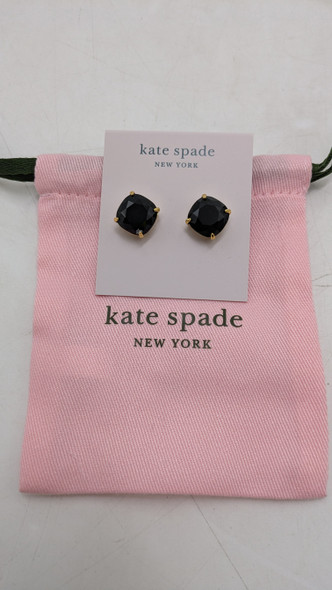 Kate Spade Square Studs Solid Cubic-Zirconia Stud Earring - Black/Gold New