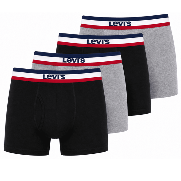 LEVI'S MENS BOXER BRIEF UNDERWEAR UNDERWEAR 4 PACK - SIZE: MEN XL - BLACK/GRAY New