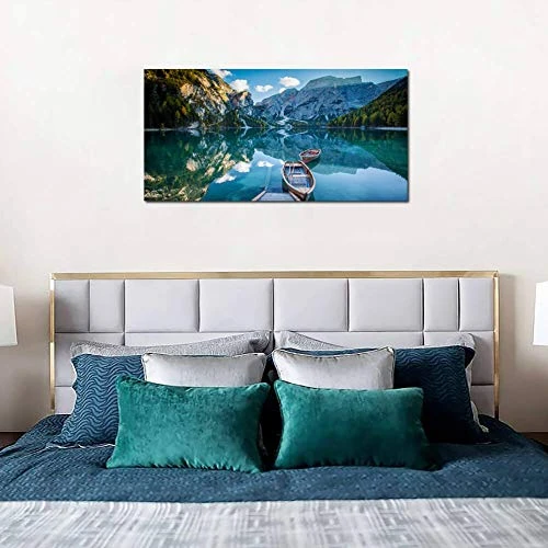 Large Canvas Print Picture Painting Blue Green Landscape Nature 20x40in New