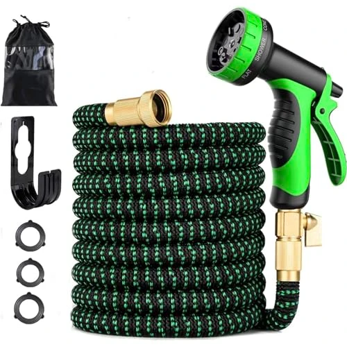 Tyrellso 100ft Expandable Garden Hose Kink Free 10 Patterns Nozzle - Black