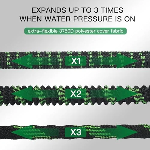 Tyrellso 100ft Expandable Garden Hose Kink Free 10 Patterns Nozzle - Black