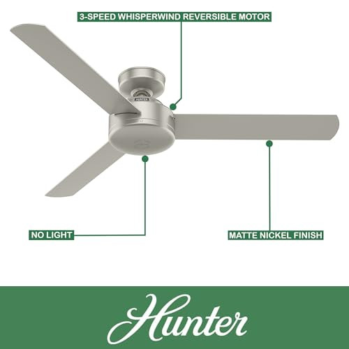 HUNTER 50812 PRESTO 52 INCH 3 BLADE CEILING FAN IN MATTE NICKEL - MATTE NICKEL