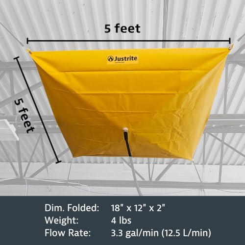 JUSTRITE 5FT X 5FT CEILING LEAK DIVERTER TARP WITH HOSE CONNECTION - YELLOW