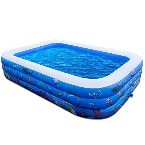 FUNAVO Inflatable Pool 100" X71" X22" Family Full-Sized Swimming Pool - BLUE New