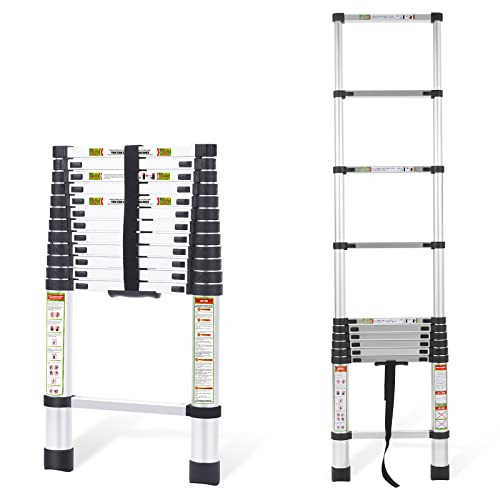 RIKADE TELESCOPIC LADDER 12.5FT ALUMINUM TELESCOPING LADDER NON-SLIP - ALF-38 New