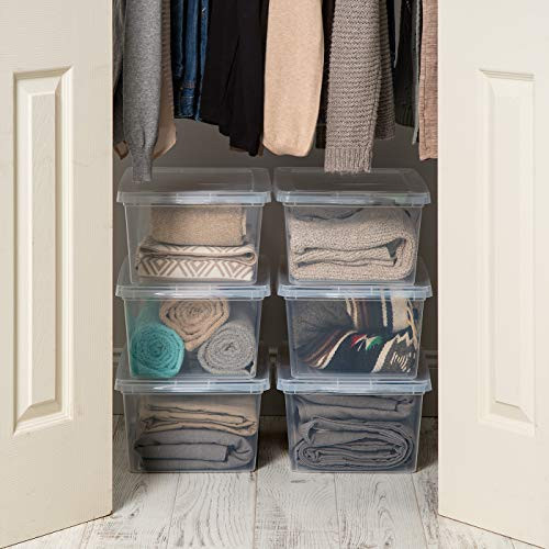 Mainstay 17 QT Plastic Sweater Storage Box 6 Pack 1 Pack B08GZMTNPQ - Clear New