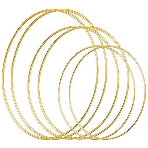 Sntieecr 6 Pack 3 Sizes Large Metal Floral Hoop Wreath Macrame Gold Hoop New