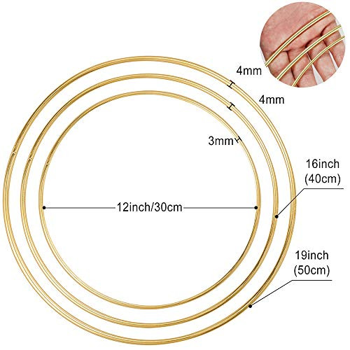Sntieecr 6 Pack 3 Sizes Large Metal Floral Hoop Wreath Macrame Gold Hoop New