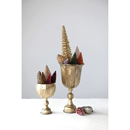 Creative Co-Op Metal Footed Planter, Antique Brass Finish New