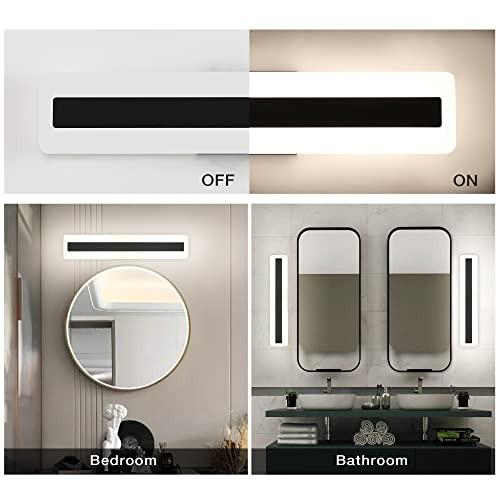 YHTlaeh Bathroom Vanity LED 24 inch 20W 4000K Modern Lighting Fixtures - Black New