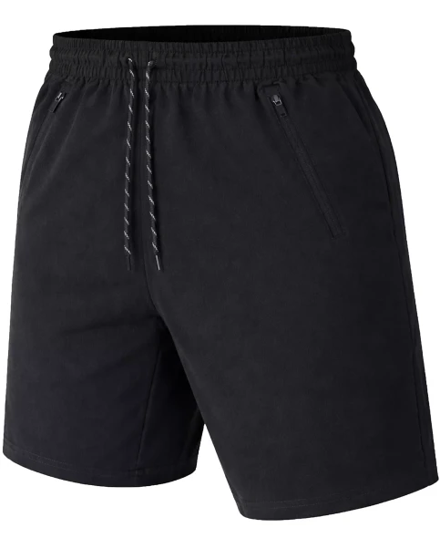 JUMP START MEN'S PERFORMANCE TRAINING SHORTS WITH ZIPPER POCKETS, SIZE:S - BLACK