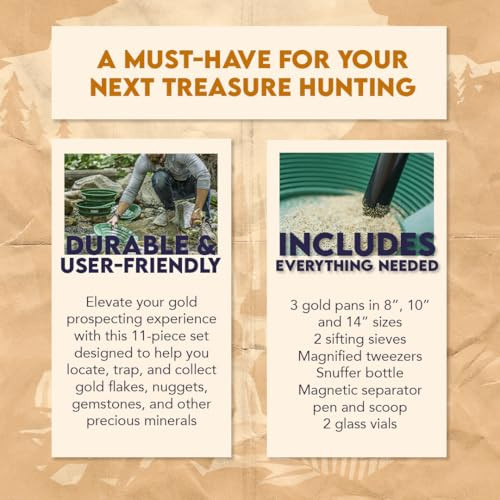 SE 11-Piece Gold Panning Kit - Complete Prospecting Set - GP5-KIT111 New
