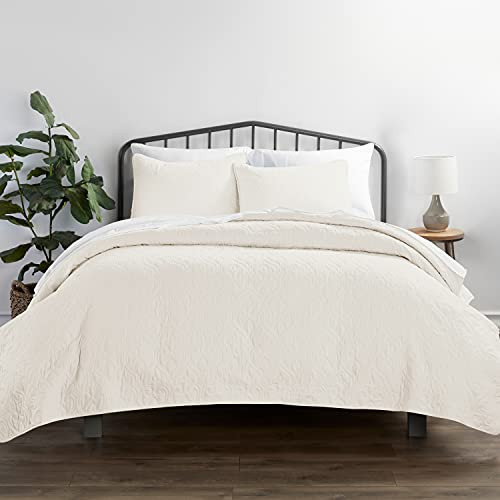 Linen Market 3 Piece Ivory Quilt King Size Bed Set - B07678MR1J - NEW New