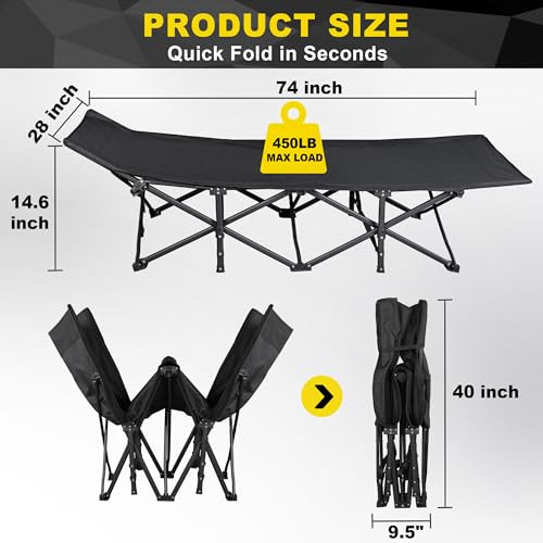 Yellow Jacket Folding Camping Cot 450LBS(Max Load) Lightweight Bed B0C9LNYML8 New