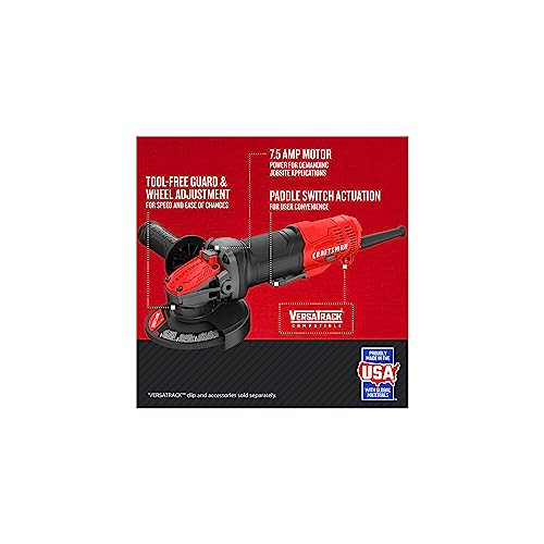 CRAFTSMAN ANGLE GRINDER SMALL 4-1/2-INCH 7.5-AMP CORDED CMEG200 - RED/BLACK