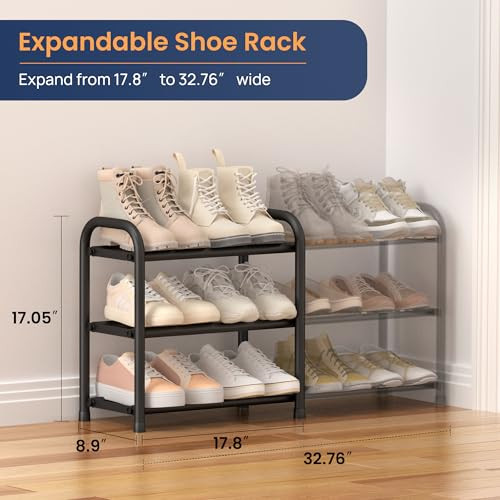 ENJOYBASICS 3 TIER METAL SMALL SHOES SHELF, XJEB0004, BLACK