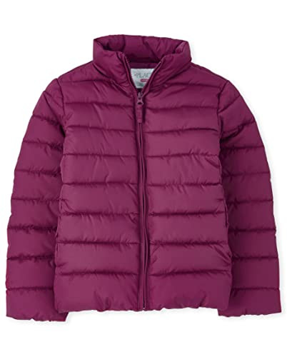 B09XC45R36 The Children's Place Girls' Medium Puffer Jacket Purple Rose XL (14) New