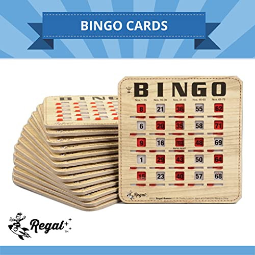 Regal Bingo Bulk Bingo Cards with Sliding Windows - 100 Pack, Woodgrain New