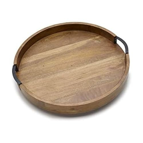 Gourmet Basics by Mikasa 5261664 Round Lazy Susan Serving Tray, 18" x 18", Mango New