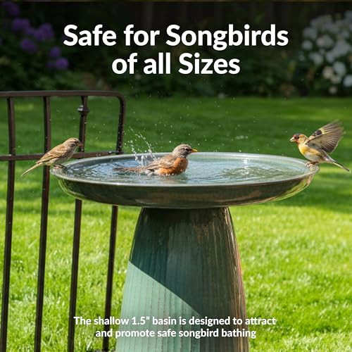 Sunnydaze Gleeful Garden 23" Tall Metal Modern Bird Bath for Outside New