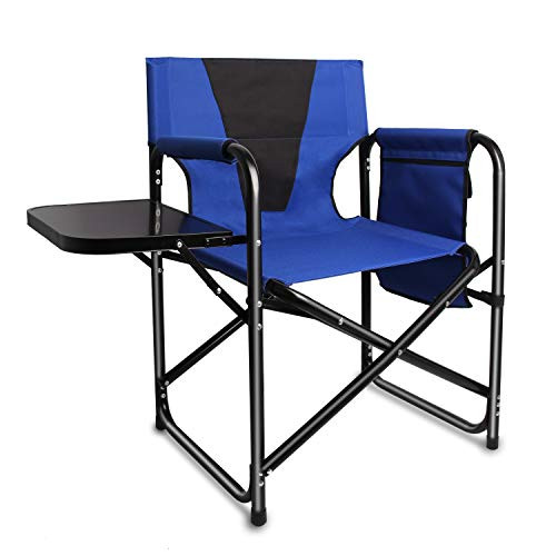 Heavy Duty Camping Directors Chair with Side Table Portable B07MX6LNHW - Black New