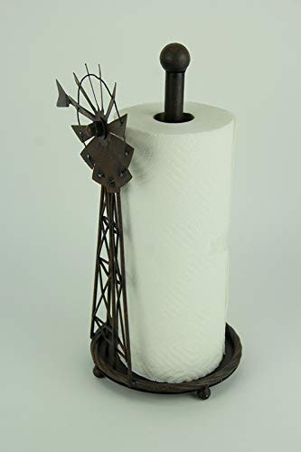 Deleon Windmill Paper Towel Holder, Rustic Bronze Metal Finish New