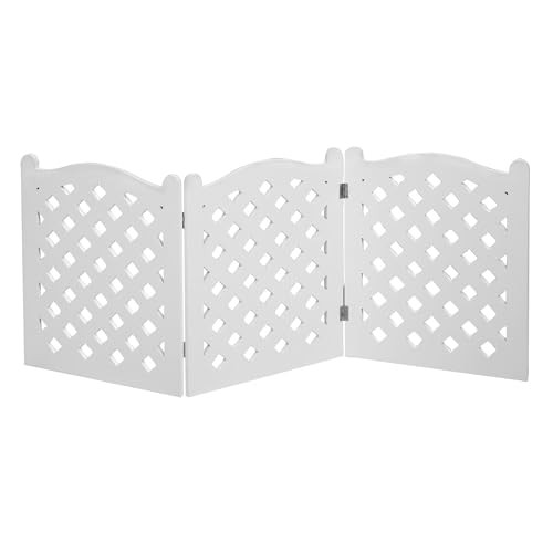 Etna 3 Panel Pet Gate - Trifold White Trellis Dog Gate for Stairs New