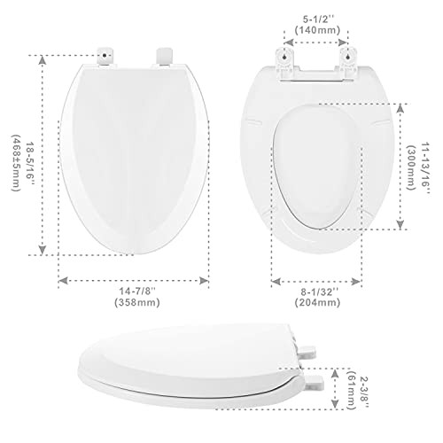 WSSROGY Elongated Toilet Seat, Slow Close Toilet Seat with Cover, Easy Install New