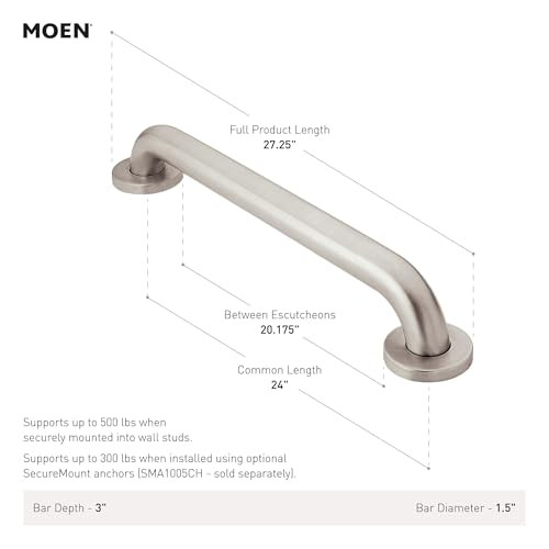 Moen R8924 Home Care 24-Inch Concealed Screw Bath Grab Bar, Stainless New