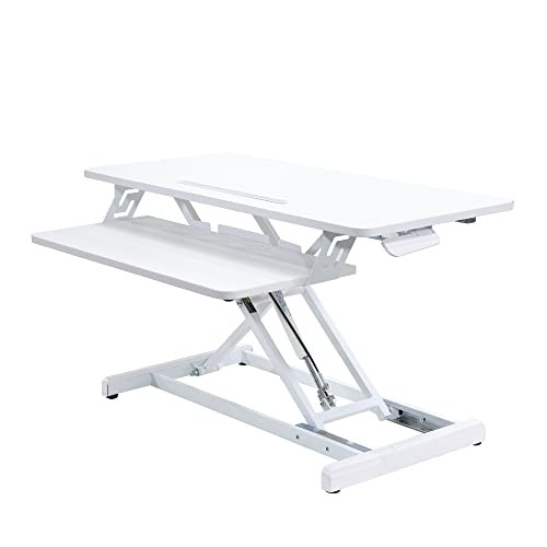 Standing Desk Converter Tabletop Stand 34.6" Ergonomic Dual Monitor - White New