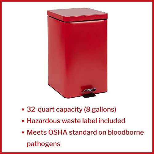 McKesson 81-35267 Entrust Waste Can, Square, 8 gal, Red New