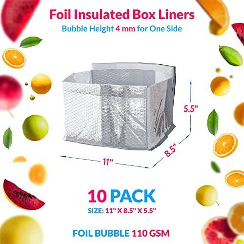 ABC PACK & SUPPLY 5 Pack Silver Foil Insulated Box Liners 11 x 8.5 x 5.5 inches New