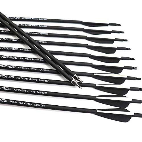 SUPTOP Archery 30" Carbon Arrow Practice Hunting Arrows, 12 Pack - Black New
