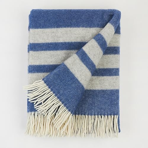 Cozy Blankets New Zealand Virgin Wool Throw Blanket, Striped Soft Blanket New