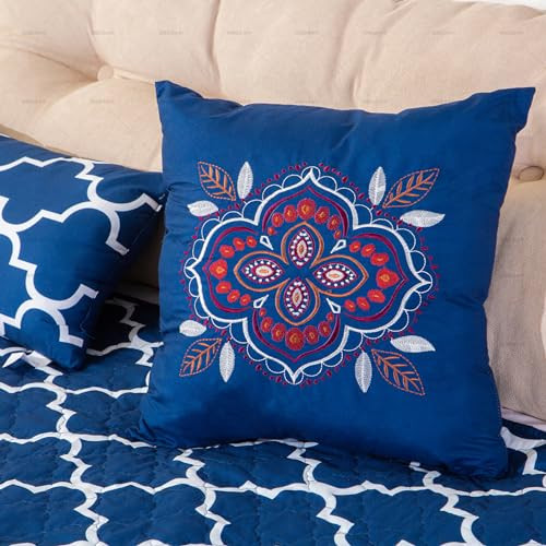 LINNUO HOURSE Home Blue King Size Quilt Sets 5 Pieces H61A-B0CJRGGLPL - Blue New