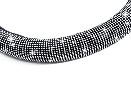 Comwilbet New Diamond Inlay Leather Steering Wheel Cover, 15 inch, B0B2D1CNXP New